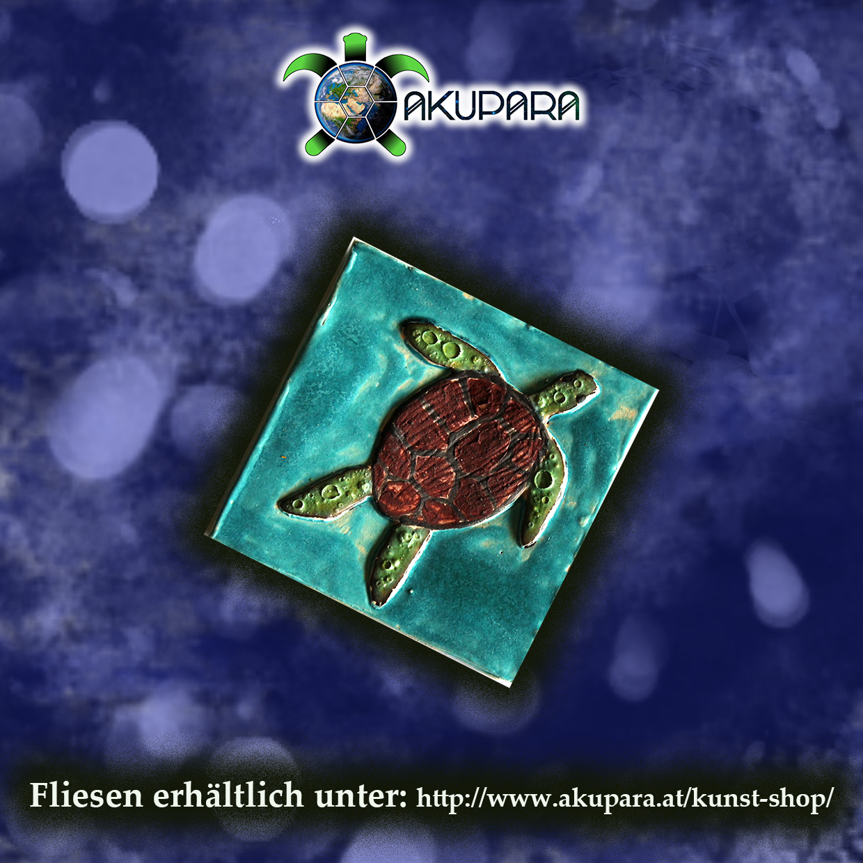AKUPARA-Tierschutz-Artenschutz-Natruschutz-oesterreich-kunst-shop-fliese-meeresschildkroete Fliesenmotiv Meeresschildkröte
