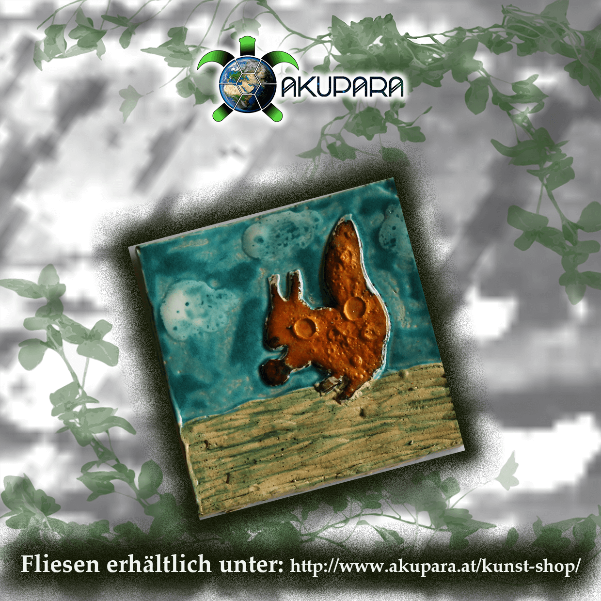 AKUPARA-Tierschutz-Artenschutz-Natruschutz-oesterreich-kunst-shop-fliese-eichhoernchen Fliesenmotiv Eichkätzchen