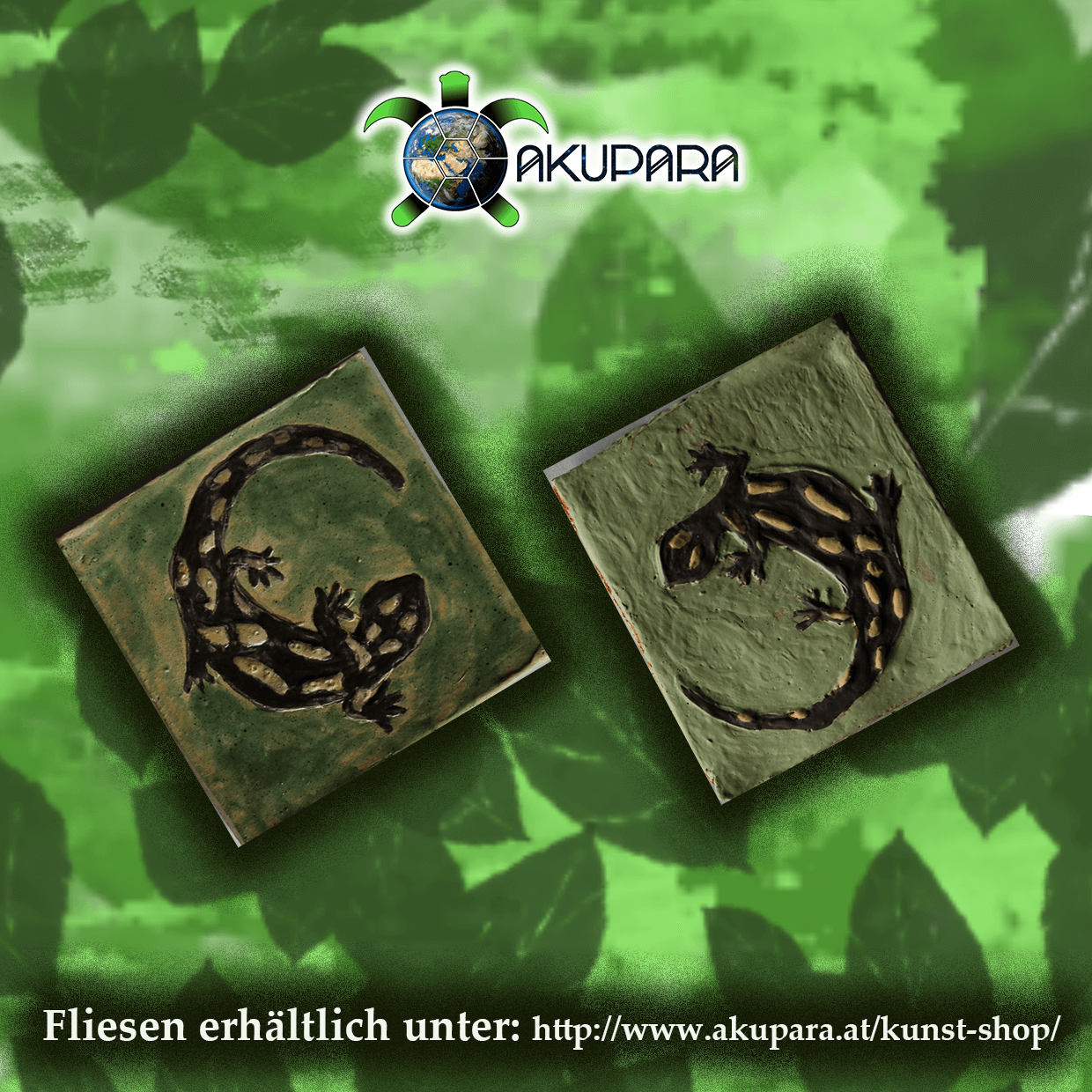 AKUPARA-Tierschutz-Artenschutz-Natruschutz-oesterreich-kunst-shop-fliese-feuersalamander Fliesenmotiv Feuersalamander
