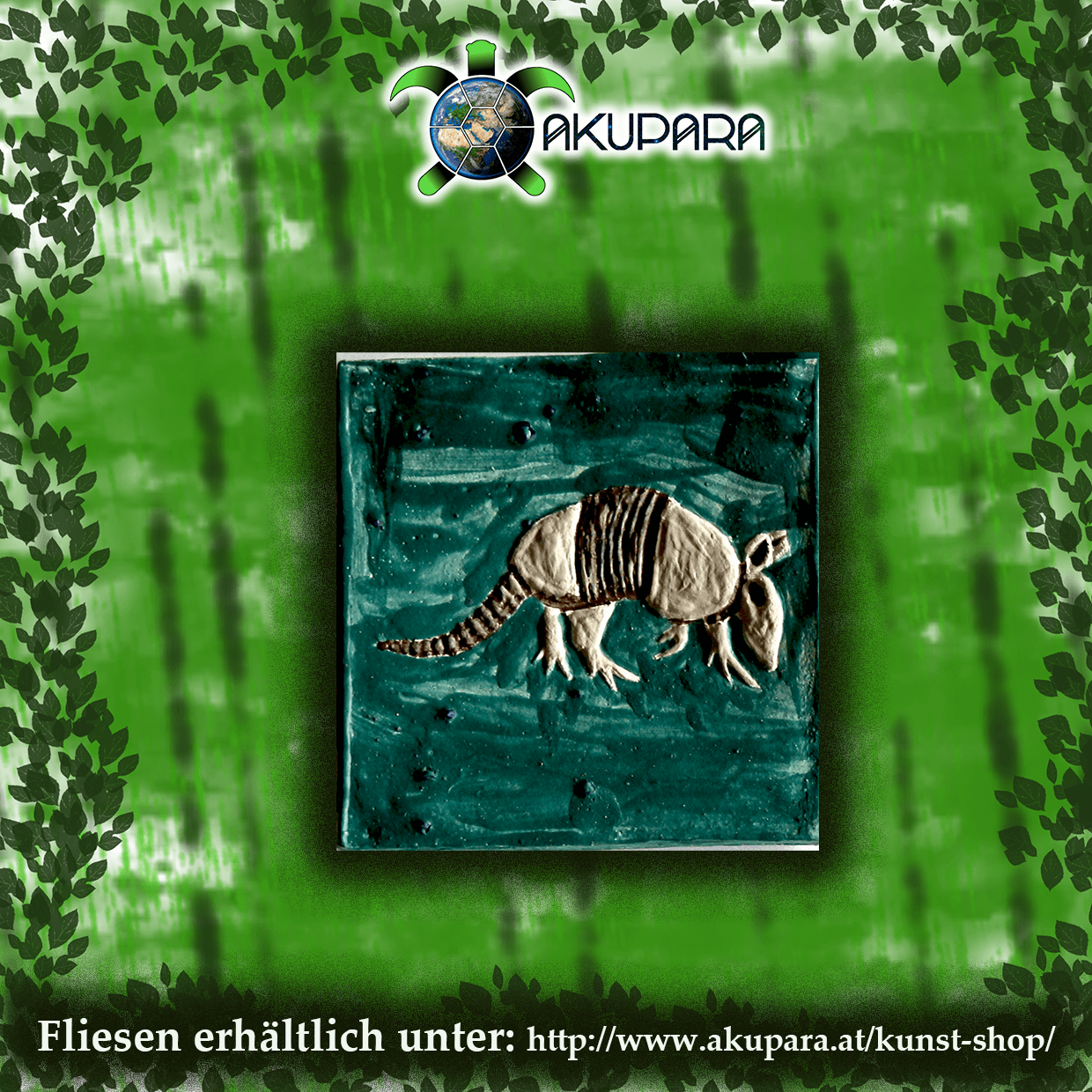 AKUPARA-Tierschutz-Artenschutz-Natruschutz-oesterreich-kunst-shop-fliese-guerteltier Fliesenmotiv Gürteltier